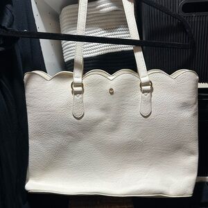 LC Lauren Conrad Scalloped Cream Tote